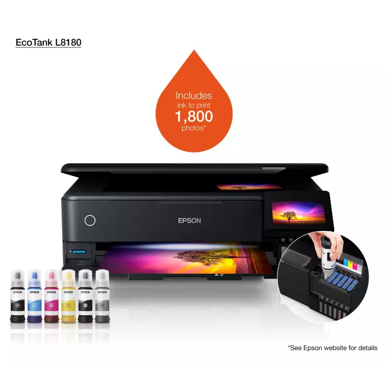 Multifunktsionaalne tindiprinter Epson EcoTank L8180 — A3+, värviline, 5760x1440 DPI, 32 ppm, dupleks, Wi‑Fi, Ethernet
