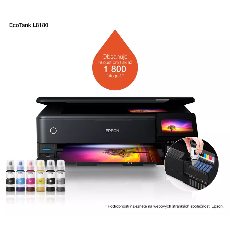 Multifunktsionaalne tindiprinter Epson EcoTank L8180 — A3+, värviline, 5760x1440 DPI, 32 ppm, dupleks, Wi‑Fi, Ethernet