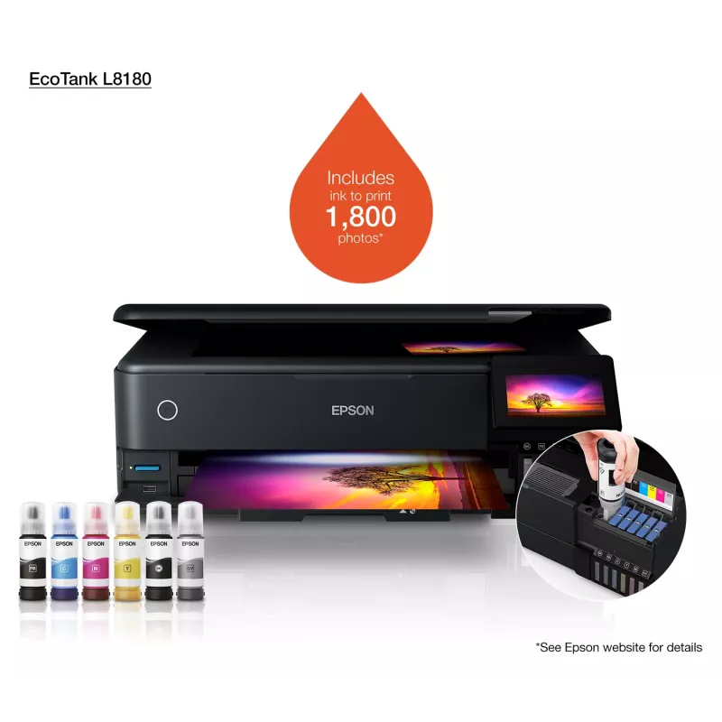 Multifunktsionaalne tindiprinter Epson EcoTank L8180 — A3+, värviline, 5760x1440 DPI, 32 ppm, dupleks, Wi‑Fi, Ethernet