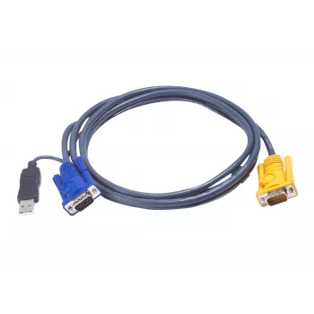 ATEN USB KVM-kaabel 1,8 m, VGA, must, HDB-15 + USB A, SPHD-15, isane