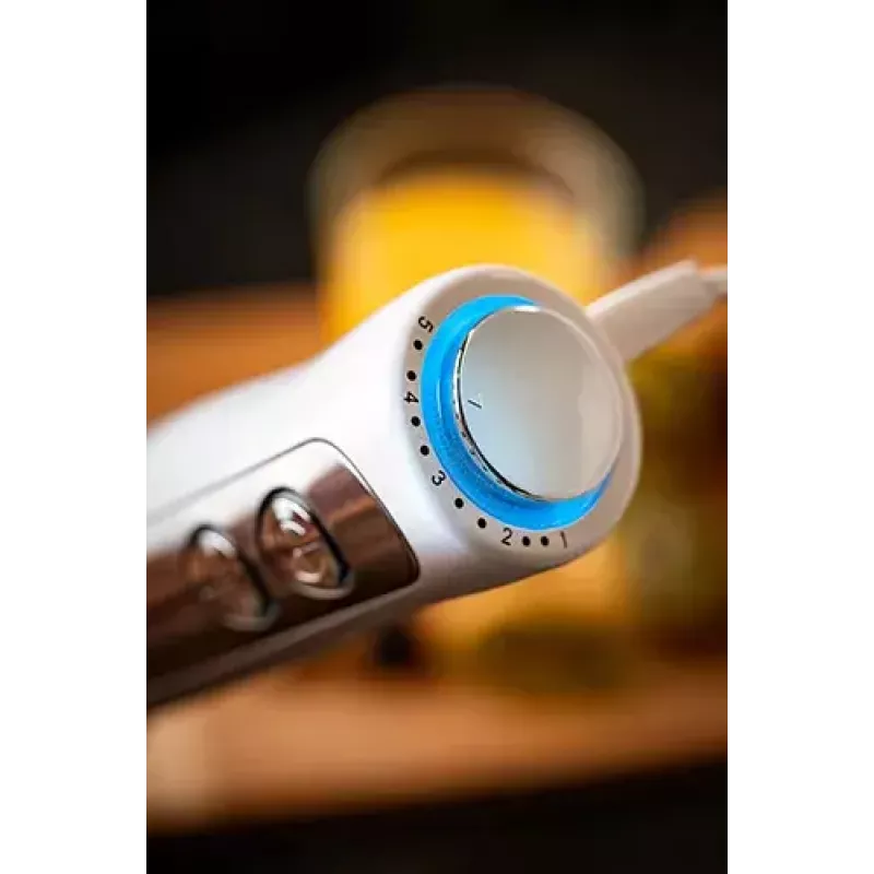 Sukelmikser Adler AD 4625w — käsimikser, 5 kiirust, turbo, 1500 W, roostevabast terasest tera, hõbe/valge