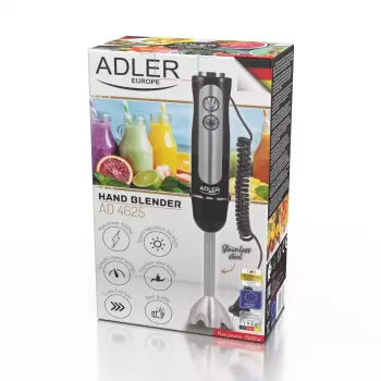 Sukelmikser Adler AD 4625B — saumikser, 1500 W max, 850 W nimivõimsus, 5 kiirust, mehaaniline juhtimine, turbo, roostevabast terasest tera, must