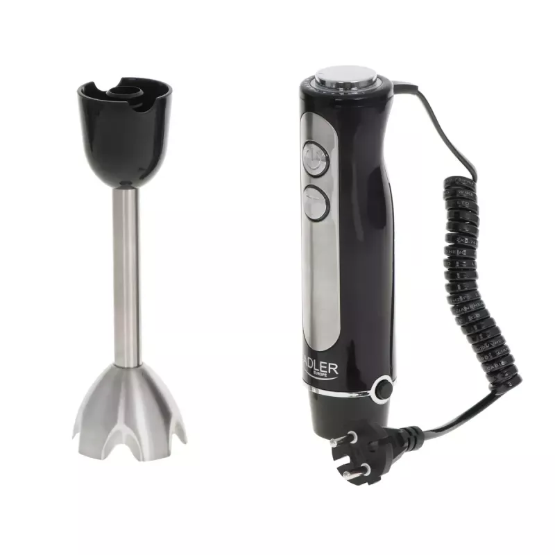 Sukelmikser Adler AD 4625B — saumikser, 1500 W max, 850 W nimivõimsus, 5 kiirust, mehaaniline juhtimine, turbo, roostevabast terasest tera, must