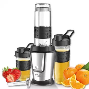Spordiblender Adler AD 4081 — kaasaskantav personalblender, 800 W tippvõimsus, 0,57 l tops, roostevabast terasest tera, 2 pudelit