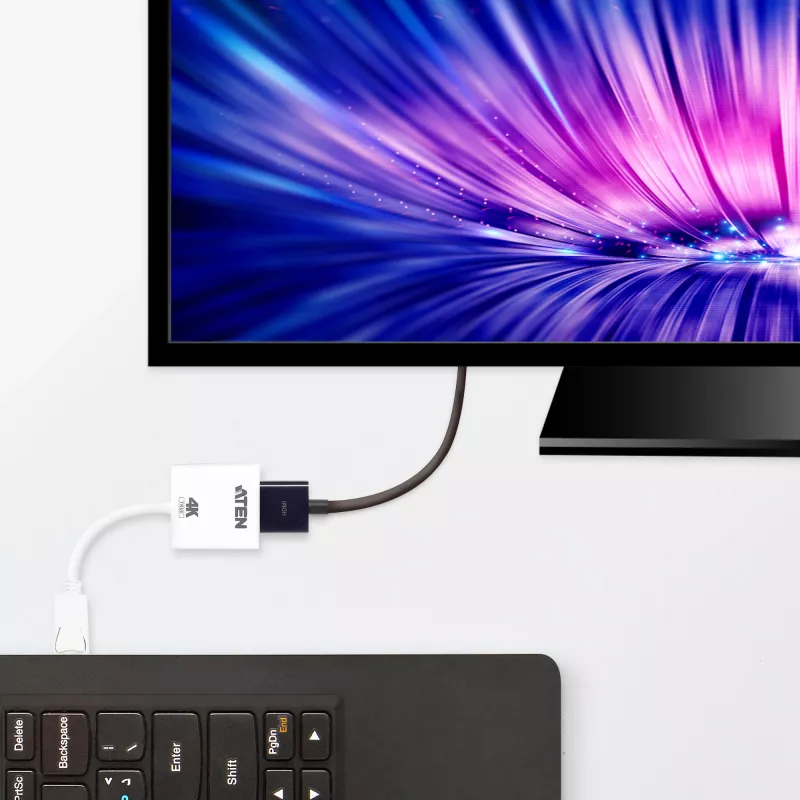 ATEN True 4K DisplayPort HDMI-le aktiivne adapter, 4096 x 2160 pikslit, 60 Hz, valge, aktiivne videomuundur, 0 - 50 °C, -20 - 60 °C