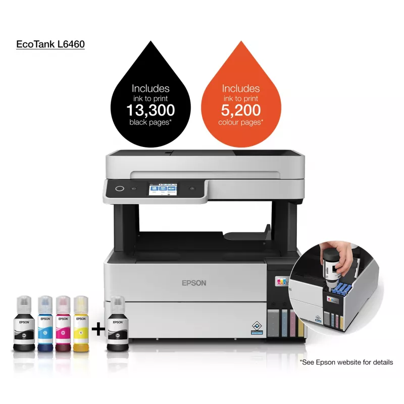Multifunktsiooniline printer Epson EcoTank L6460 — tindiprinter värviline, 4800x1200 dpi, 37 ppm, A4 dupleks, Wi‑Fi, Ethernet