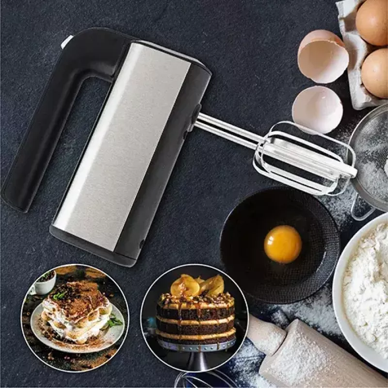Hand mixer Adler AD 4225 — 5 kiirust, turbo, 300 W, inox/hõbe-must, visplid ja tainakonksud