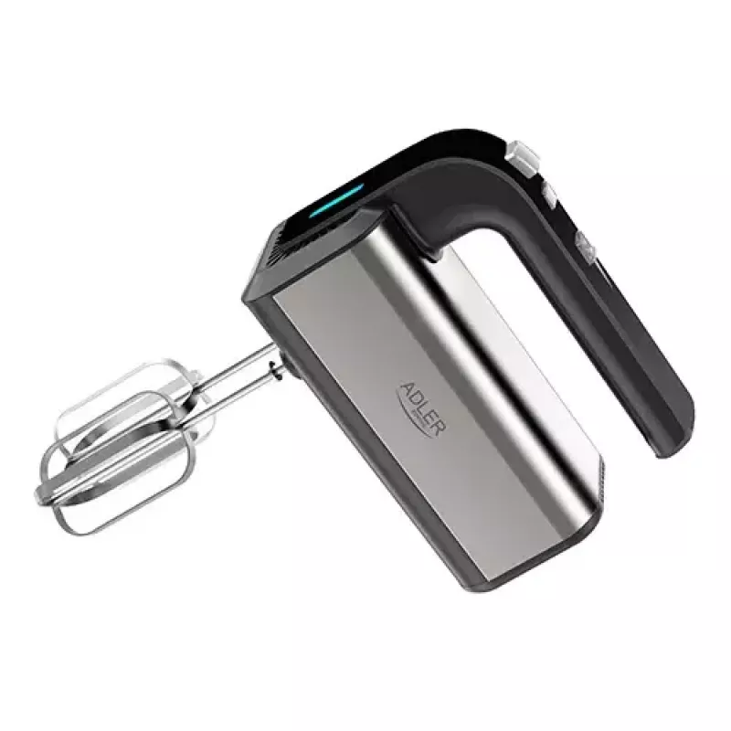 Hand mixer Adler AD 4225 — 5 kiirust, turbo, 300 W, inox/hõbe-must, visplid ja tainakonksud