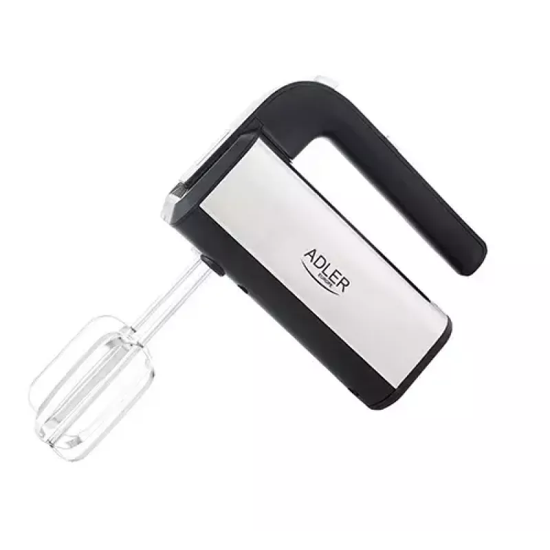 Hand mixer Adler AD 4225 — 5 kiirust, turbo, 300 W, inox/hõbe-must, visplid ja tainakonksud