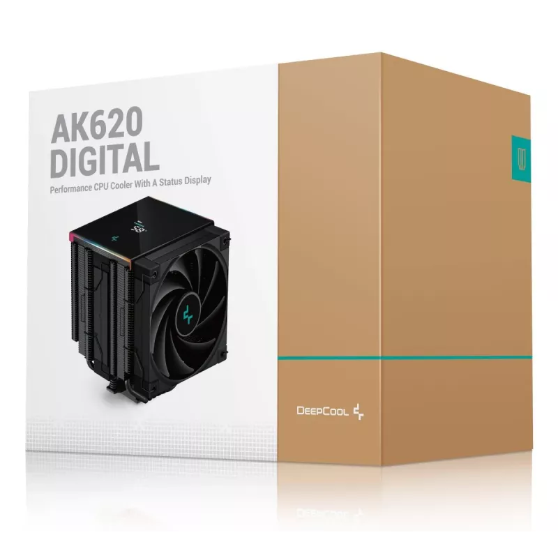 Õhkjahuti DeepCool AK620 12 cm, kaks 120 mm ventilaatorit, 6 soojustoru, TDP 260 W, PWM, FDB, kõrgus 160 mm, must