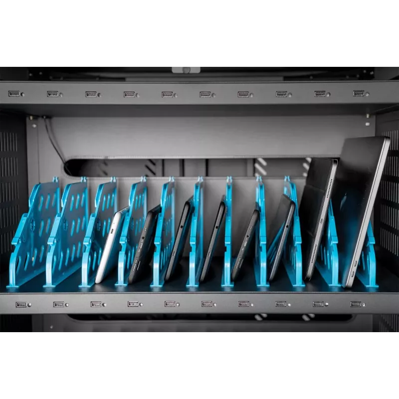 DIGITUS laadimiskäru 30 laadimisalusega, 15.6 tolli, must 1100 x 700 x 650 mm, sisaldab USB, PDU, ventilaator