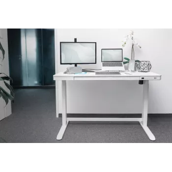 DIGITUS elektriliselt reguleeritava kõrgusega laud 120x60x12cm USB-ga valge