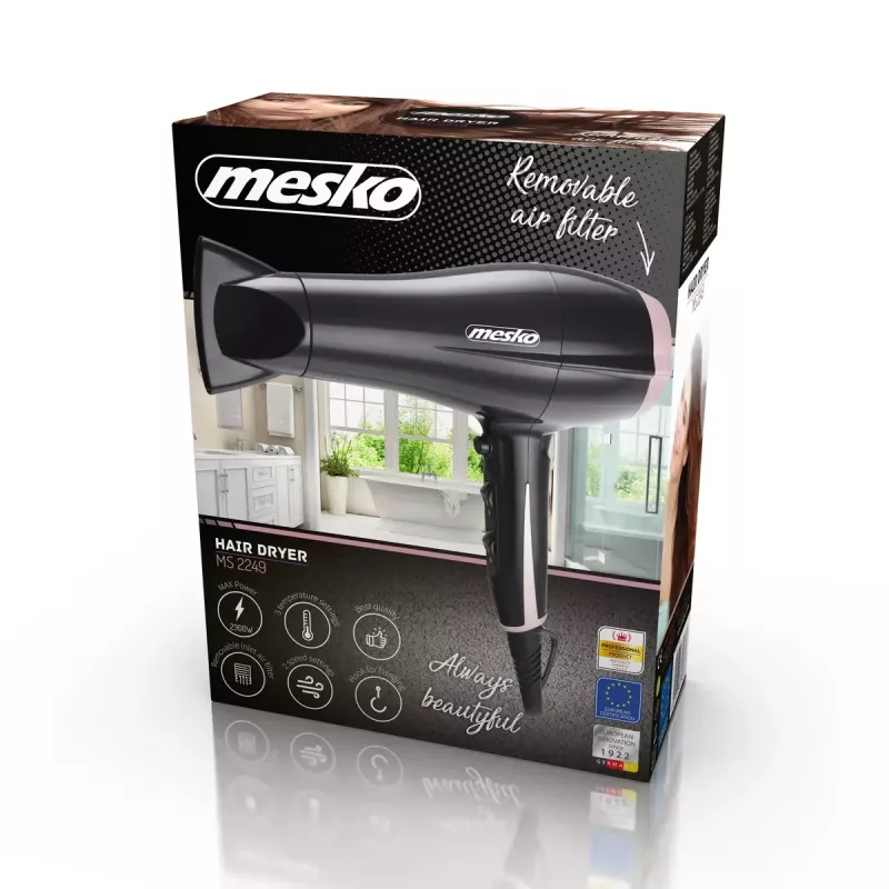 Föön Mesko MS 2249 2000 W must/roosa
