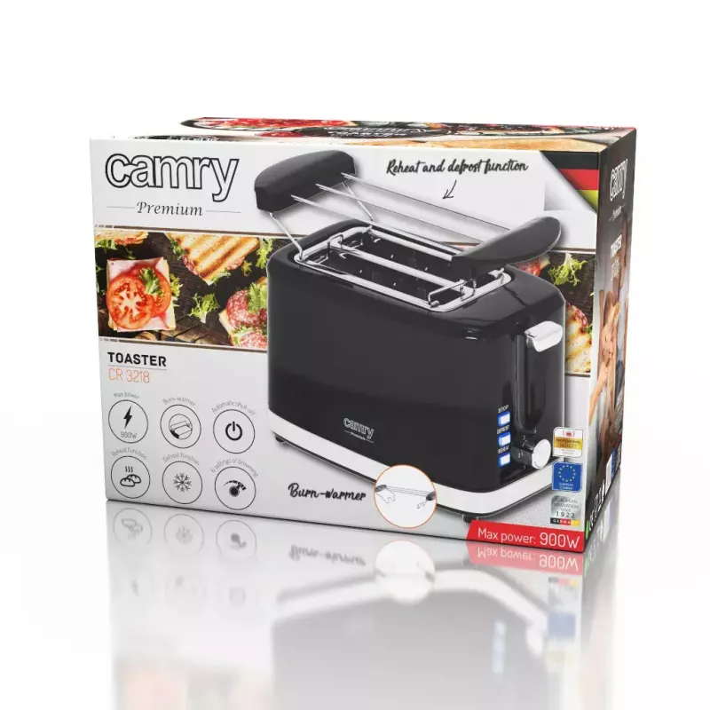Röster Camry Premium CR 3218 2 viilule 900 W must ja hõbedane