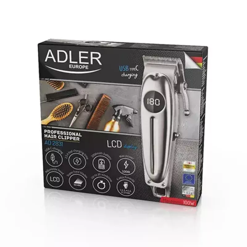 Juukselõikurid Adler AD 2831 Hõbedane Roostevaba teras V-kujuline 1 mm