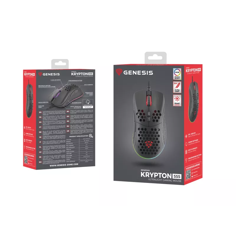 GENESIS Krypton 555 hiir Mängimine Paremakäeline USB Type-A Optiline 8000 DPI