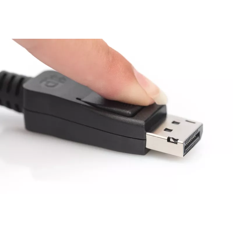 DIGITUS DisplayPort-ühenduskaabel, DP M/M, 3m lukuga, Ultra HD 8K, vers. 1.3/1.4, must