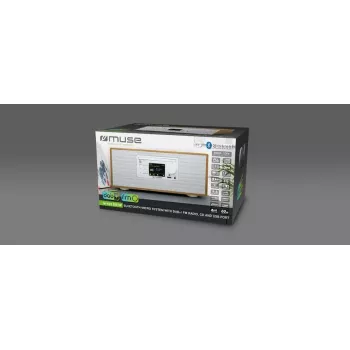 Isiklik raadio Muse M-695 DBTW — DAB/DAB+/FM digitaaltuuner, 2,8-tolline TFT, 60W RMS, AC/DC, puit/valge