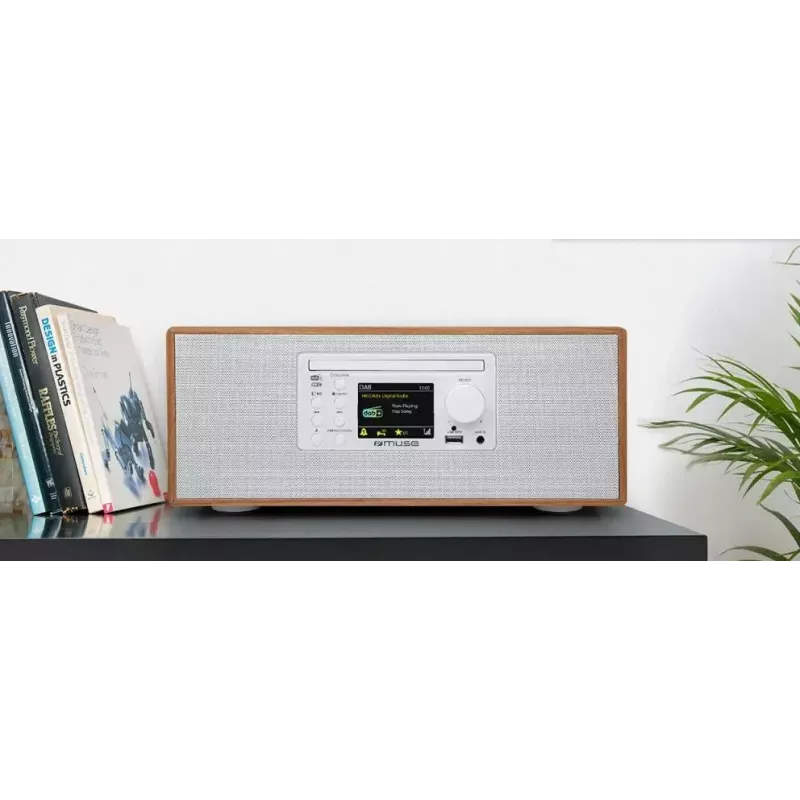 Isiklik raadio Muse M-695 DBTW — DAB/DAB+/FM digitaaltuuner, 2,8-tolline TFT, 60W RMS, AC/DC, puit/valge