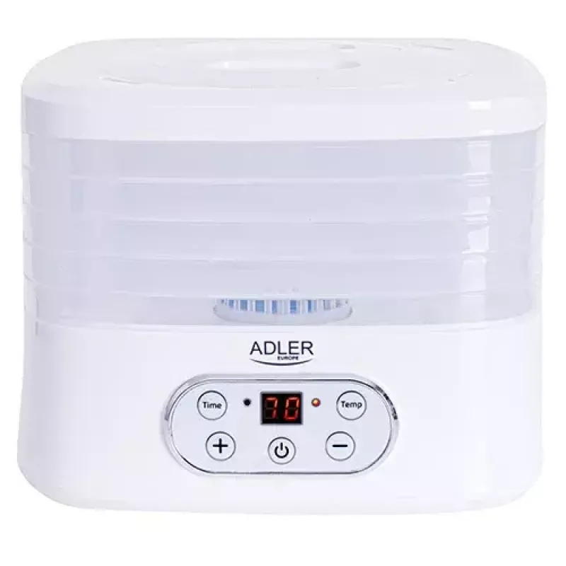 Toidukuivati Adler AD 6658, 5 alust, LCD taimer 70 tundi, 35–70 °C, 230 W (max 550 W), valge