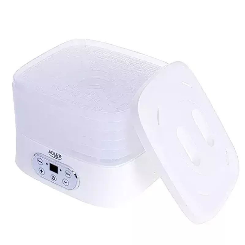 Toidukuivati Adler AD 6658, 5 alust, LCD taimer 70 tundi, 35–70 °C, 230 W (max 550 W), valge