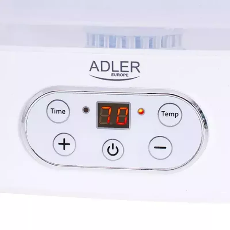 Toidukuivati Adler AD 6658, 5 alust, LCD taimer 70 tundi, 35–70 °C, 230 W (max 550 W), valge