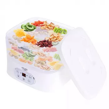 Toidukuivati Adler AD 6658, 5 alust, LCD taimer 70 tundi, 35–70 °C, 230 W (max 550 W), valge