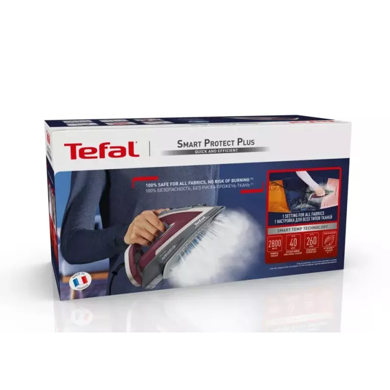 Kuiv- ja aurutriikraud Tefal Smart Protect Plus FV6870 — 2800 W, Durilium Airglide tallaga, 0,27 L paak, 2 m juhe, 1,437 kg