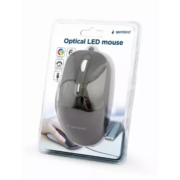 GEMBIRD optiline LED hiir MUS-6B-02 juhtmega USB - 6 nupuga ratas must