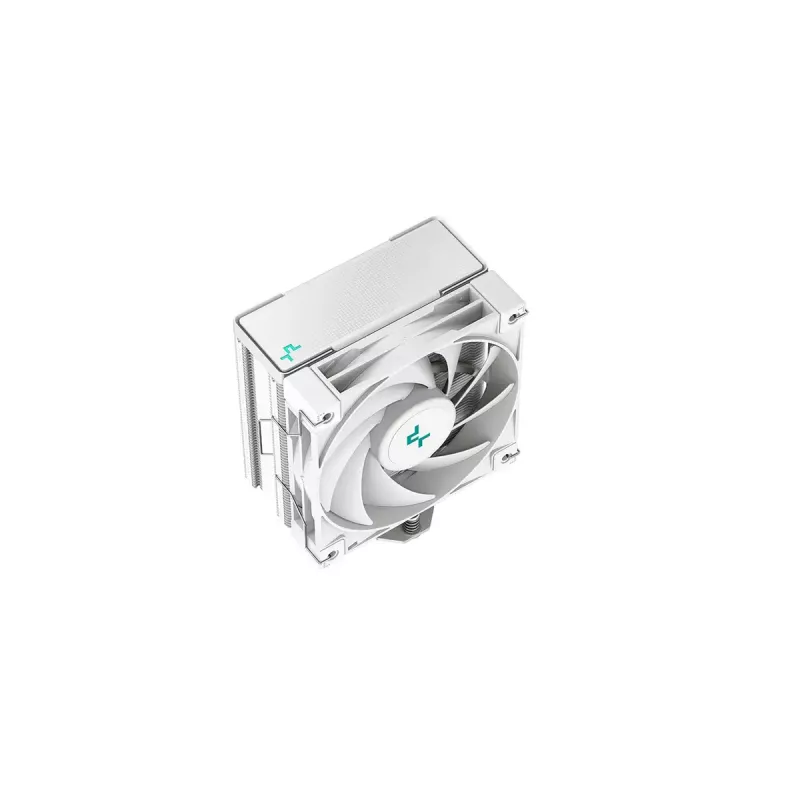 Õhkjahuti DeepCool AK400 WH — 4×6 mm vasest soojustorud, 120 mm FDB-ventilaator, 1850 p/min, 66,47 CFM, ühildub LGA 1700 ja levinud Inteli/AMD pesadega, valge