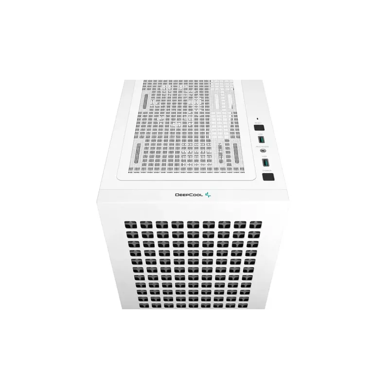 Arvuti korpus DeepCool CH370 WH Mini Tower — valge, micro ATX/Mini-ITX, karastatud klaas, RGB ventilaatorid, 2x 3,5-tollist pesa, 3x 2,5-tollist pesa, GPU kuni 320 mm