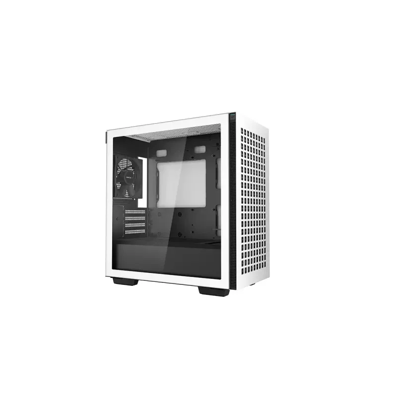 Arvuti korpus DeepCool CH370 WH Mini Tower — valge, micro ATX/Mini-ITX, karastatud klaas, RGB ventilaatorid, 2x 3,5-tollist pesa, 3x 2,5-tollist pesa, GPU kuni 320 mm