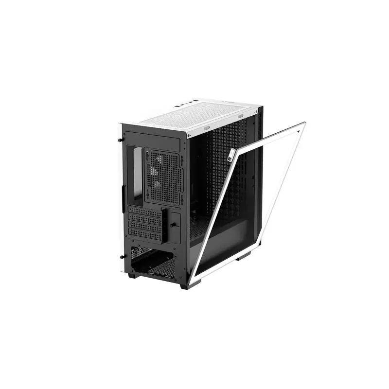 Arvuti korpus DeepCool CH370 WH Mini Tower — valge, micro ATX/Mini-ITX, karastatud klaas, RGB ventilaatorid, 2x 3,5-tollist pesa, 3x 2,5-tollist pesa, GPU kuni 320 mm