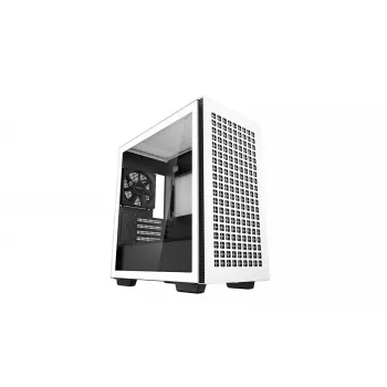 Arvuti korpus DeepCool CH370 WH Mini Tower — valge, micro ATX/Mini-ITX, karastatud klaas, RGB ventilaatorid, 2x 3,5-tollist pesa, 3x 2,5-tollist pesa, GPU kuni 320 mm