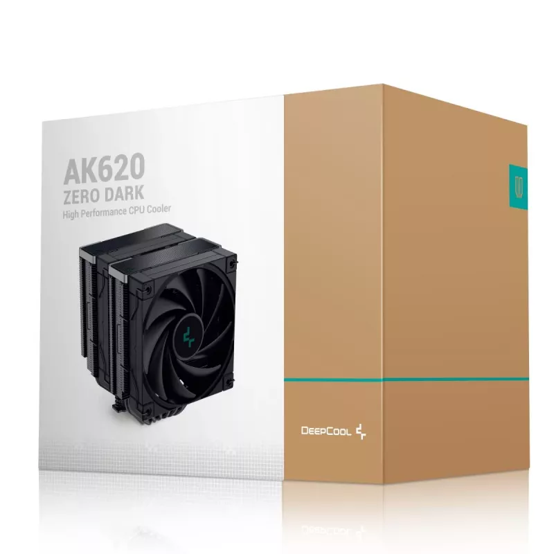Õhujahuti DeepCool AK620 ZERO DARK 12 cm Must, 6 soojustoru, 2x120 mm PWM ventilaatorit, TDP 260 W, Kõrgus 160 mm