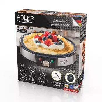 Pannkoogimasin Adler AD 3058 1600 W Must Roostevaba teras