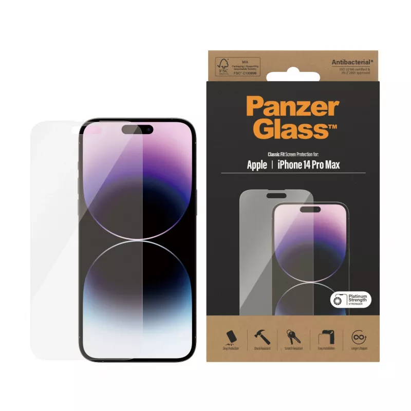 Ekraanikaitse PanzerGlass Apple iPhone 14 Pro Max Classic Fit kriimustuskindel löögikindel