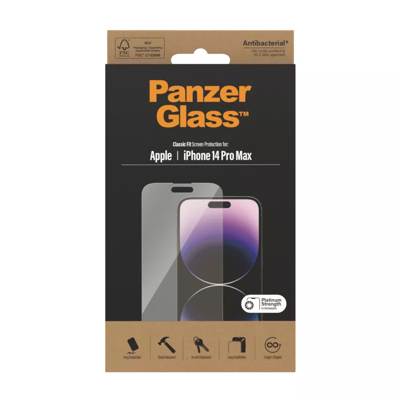 Ekraanikaitse PanzerGlass Apple iPhone 14 Pro Max Classic Fit kriimustuskindel löögikindel