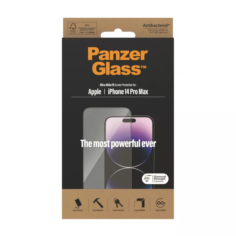Screen Protector PanzerGlass Apple iPhone 14 Pro Max Ultra-Wide Fit Scratch Shock Resistant