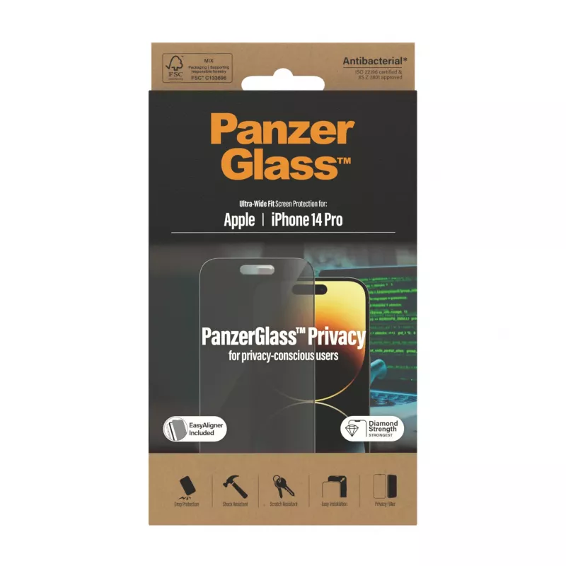 PanzerGlass ® Privaatsuskaitse Ekraanikaitse iPhone 14 Pro | Ultra-Wide Fit koos EasyAligneriga