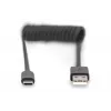 Digitus USB 2.0 USB A-USB C spiraalkaabel 1m 0,48 Gbit/s Must
