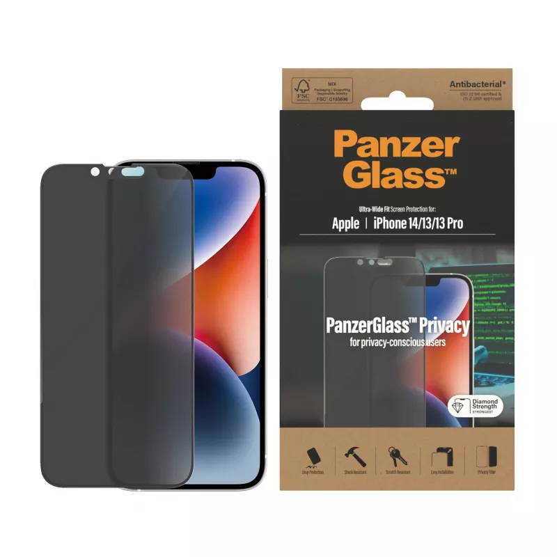 Privaatsusekraani kaitse PanzerGlass Apple iPhone 14 13 13 Pro kriimustus- ja põrutuskindel