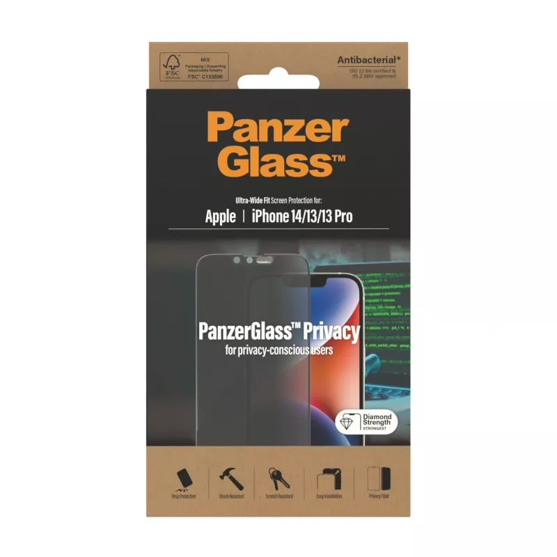 Privaatsusekraani kaitse PanzerGlass Apple iPhone 14 13 13 Pro kriimustus- ja põrutuskindel