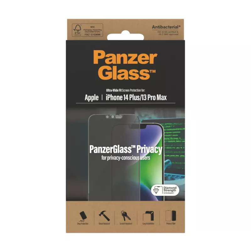 Privaatsusekraani kaitse PanzerGlass Apple iPhone 14 Plus 13 Pro Max kriimustus- ja löögikindel