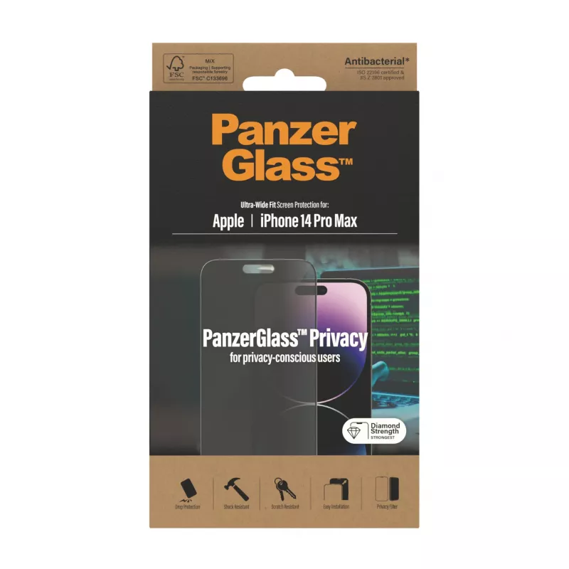 PanzerGlass ® Privaatsuskaitse Ekraanikaitse iPhone 14 Pro Max | Ultra-Wide Fit