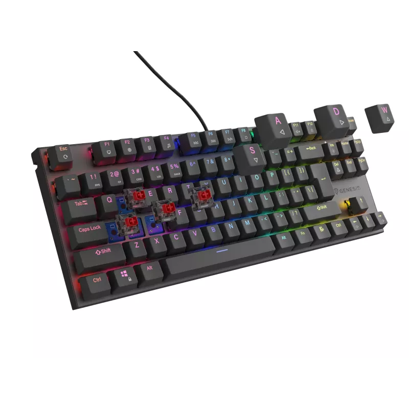 GENESIS Thor 303 TKL klaviatuur mängimiseks USB QWERTY Must RGB LED