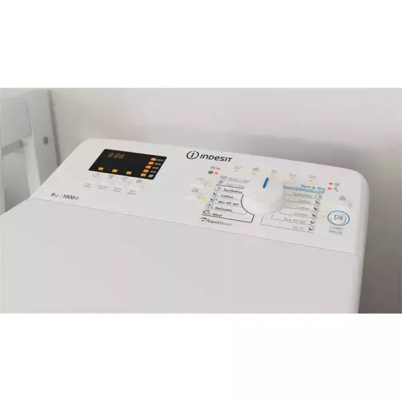 Pealtlaetav pesumasin INDESIT BTW S60400 EU/N — 6 kg, 1000 p/min, energiaklass C, valge