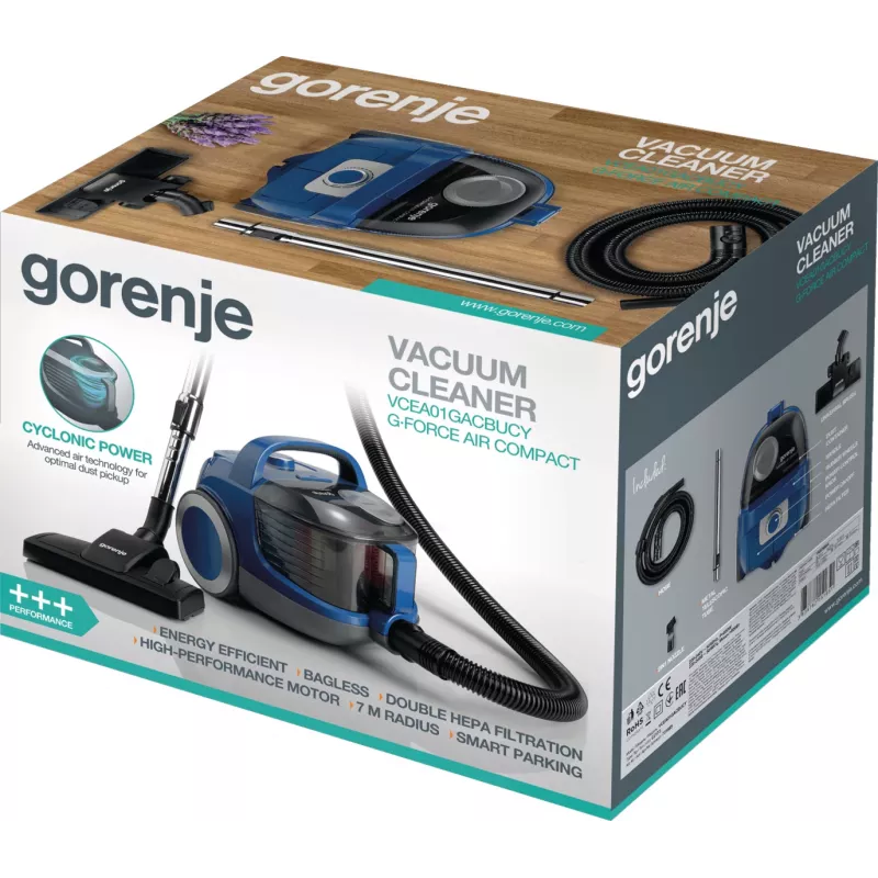 Gorenje VCEA01GACBUCY 2,2 L silindertolmuimeja kuivpuhastuseks ilma tolmukotita