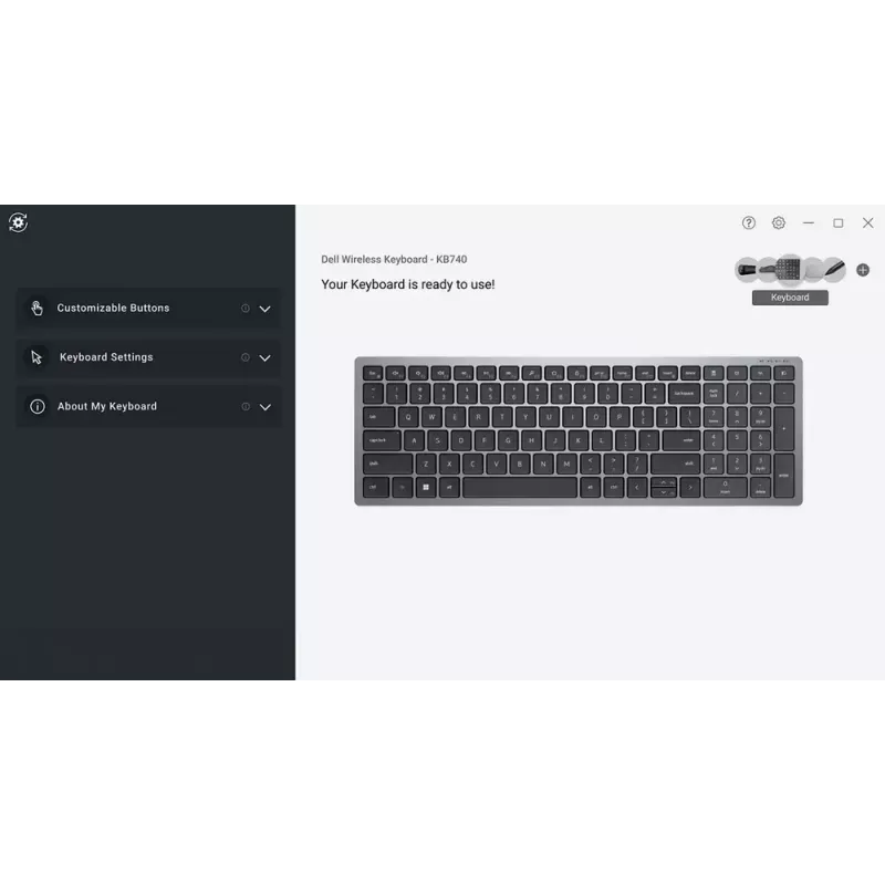 Klaviatuur DELL KB740 Office RF juhtmevaba + Bluetooth QWERTY USA rahvusvaheline hall must