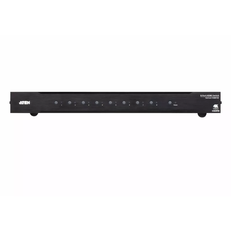 ATEN 8 pordiline True 4K HDMI lüliti, HDMI, metall, must, 60 Hz, 3 m, 1920 x 1080 (HD 1080), 3840 x 2160, 4096 x 2160